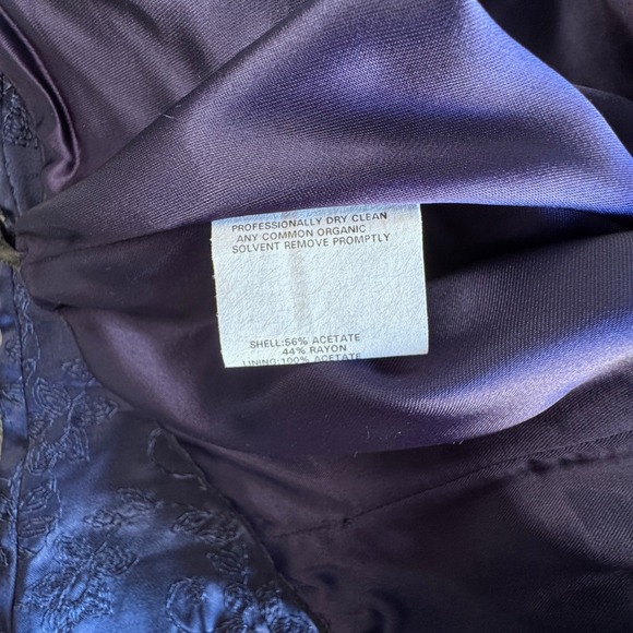 Jessica McClintock Navy Blue Floral Embroidered Strapless Evening Gown 12 - Picture 6 of 9